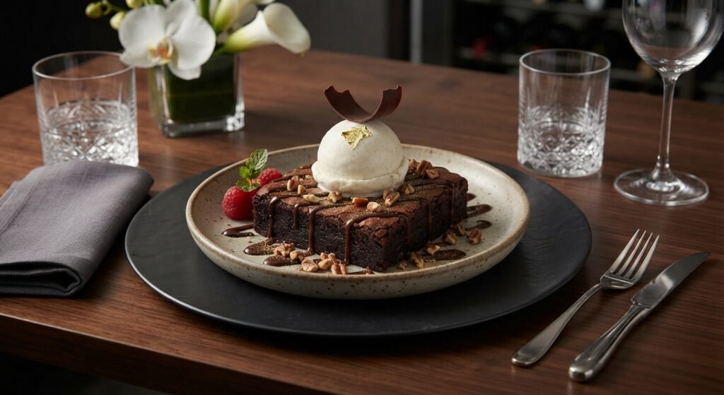 Brownie con Helado de Vainilla